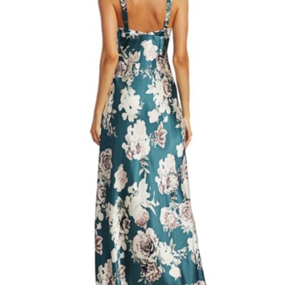 Black Iris TOMMIE Bouquet Print Silk Column Dress - Picture 11 of 15